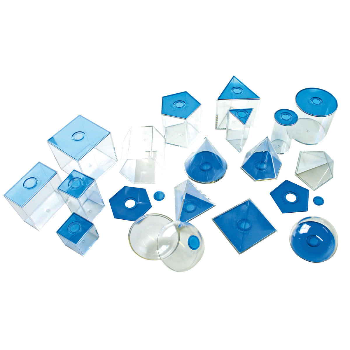 Geometrische Körper transparent blau klein