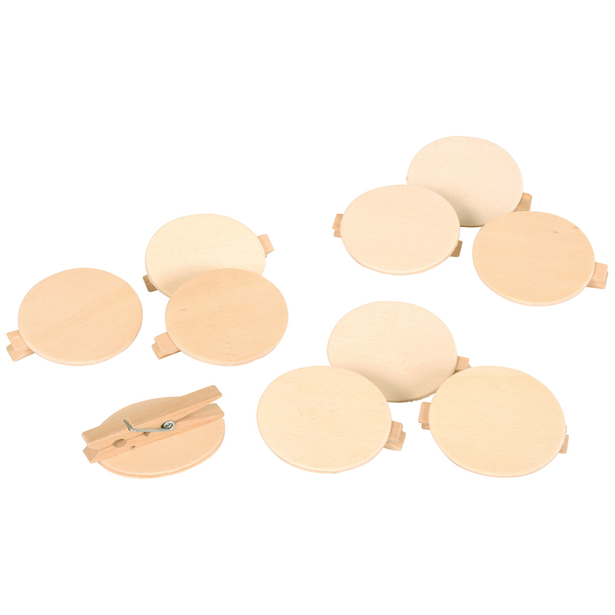 Holz-Buttons blanko zum Anstecken 10 Stück