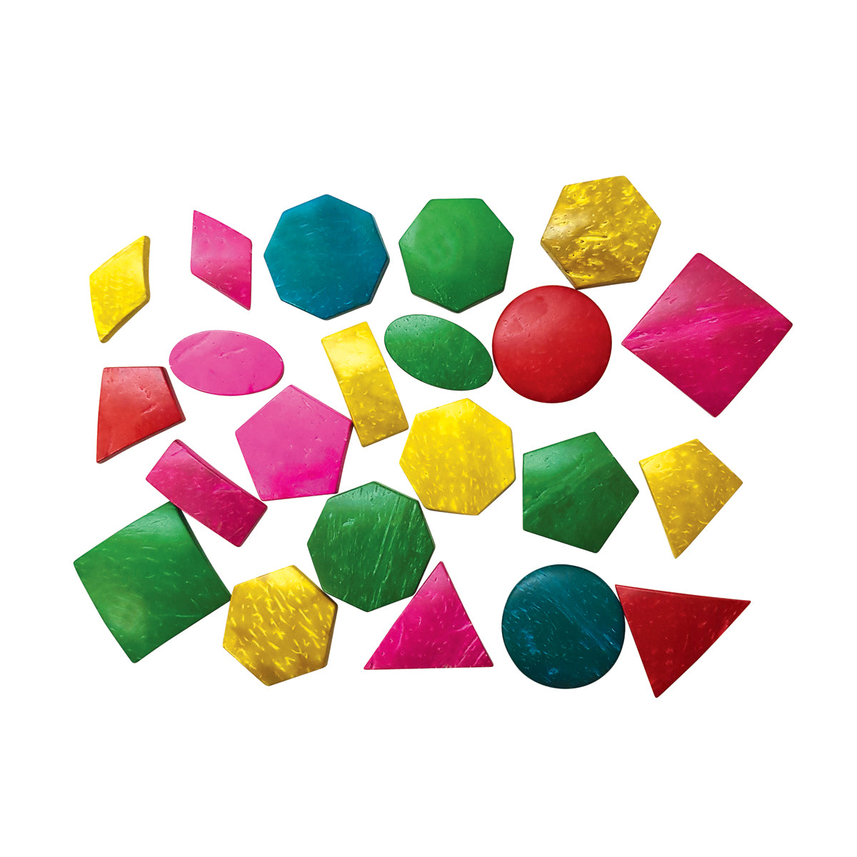 Geo-Formen aus Kokosnussschalen bunt 22er Set